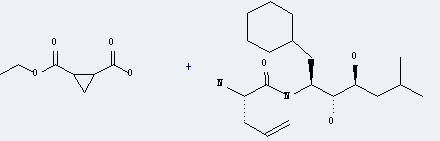 The 1,2-Cyclopropanedicarboxylicacid, 1-ethyl ester could react with N-[1-(cyclohexylmethyl)-2,3-dihydroxy-5-methylhexyl]-4,5-didehydro-L-norvalinamide